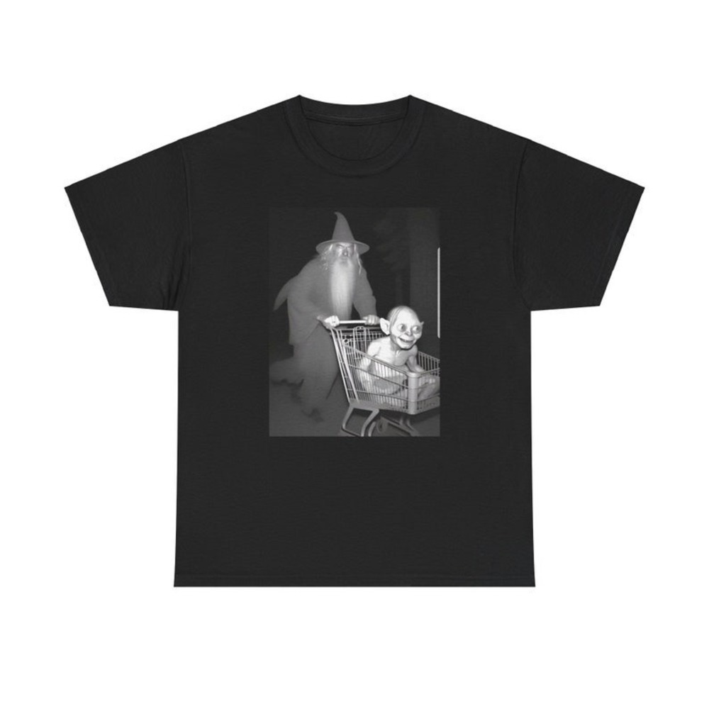 Gandalf Pushing Gollum In Shopping Cart Classic Unisex Retro Tshirt